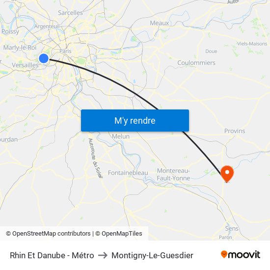 Rhin Et Danube - Métro to Montigny-Le-Guesdier map