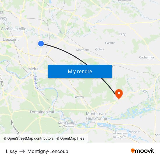 Lissy to Montigny-Lencoup map