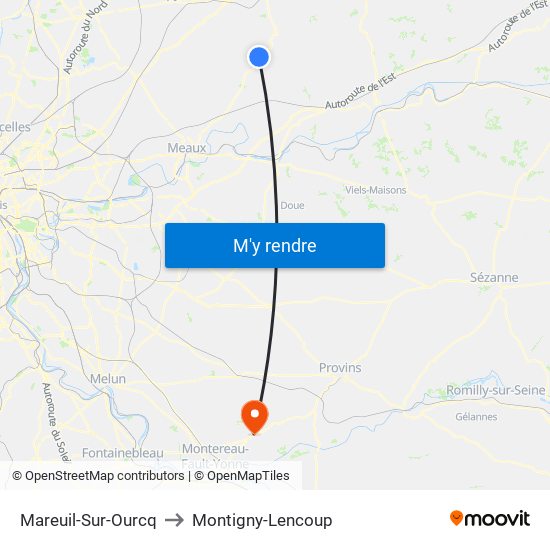 Mareuil-Sur-Ourcq to Montigny-Lencoup map