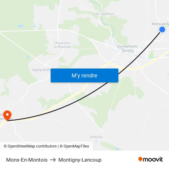 Mons-En-Montois to Montigny-Lencoup map