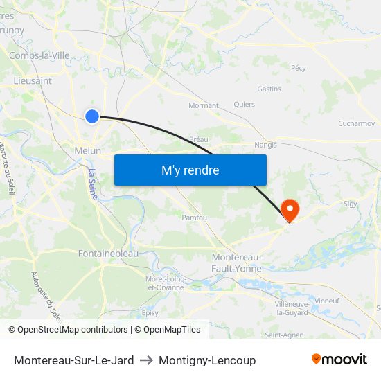 Montereau-Sur-Le-Jard to Montigny-Lencoup map