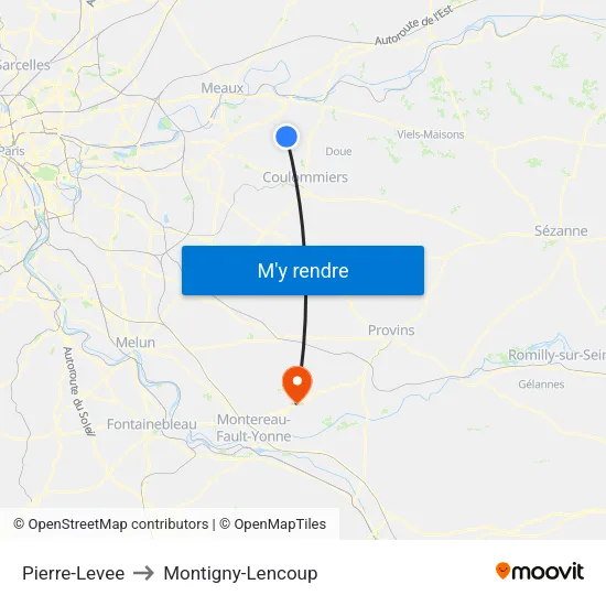 Pierre-Levee to Montigny-Lencoup map