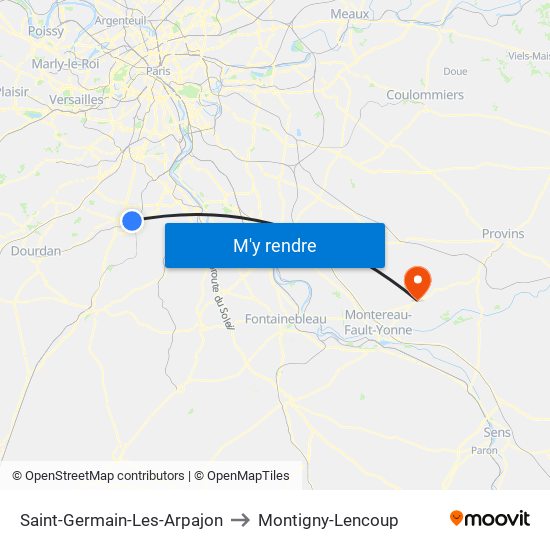Saint-Germain-Les-Arpajon to Montigny-Lencoup map