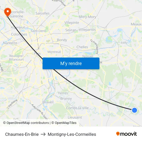 Chaumes-En-Brie to Montigny-Les-Cormeilles map