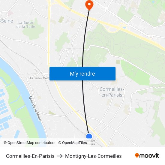 Cormeilles-En-Parisis to Montigny-Les-Cormeilles map