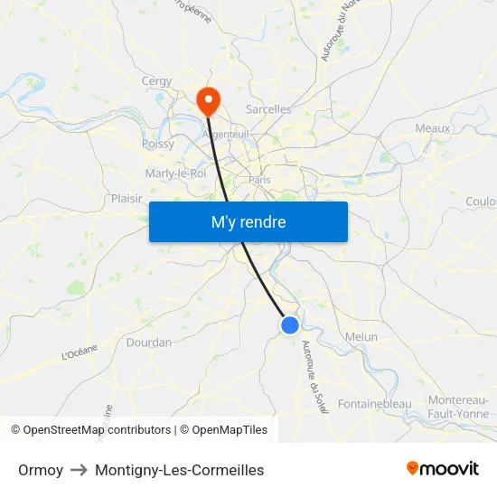 Ormoy to Montigny-Les-Cormeilles map