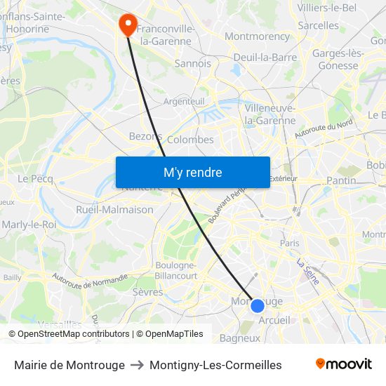 Mairie de Montrouge to Montigny-Les-Cormeilles map