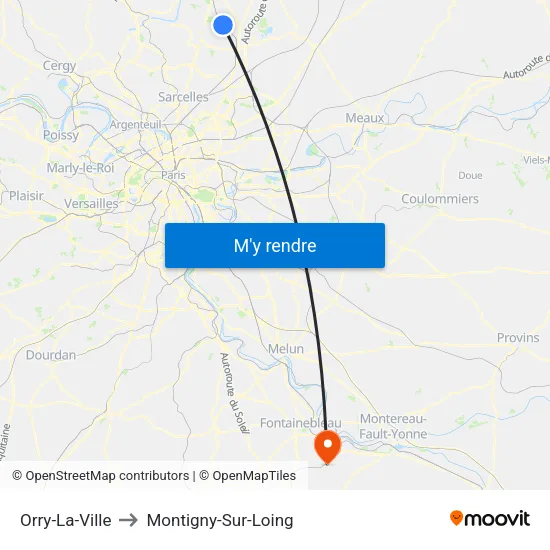 Orry-La-Ville to Montigny-Sur-Loing map