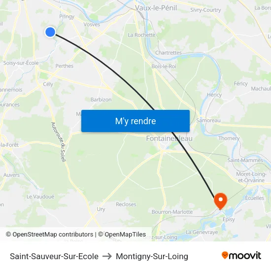 Saint-Sauveur-Sur-Ecole to Montigny-Sur-Loing map