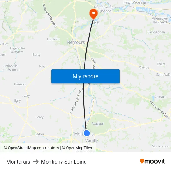 Montargis to Montigny-Sur-Loing map