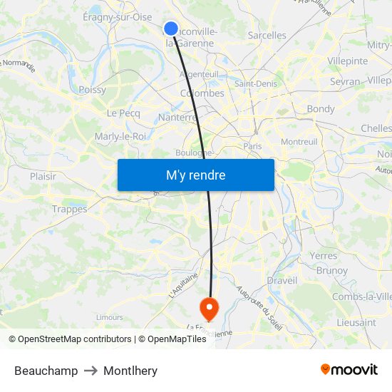 Beauchamp to Montlhery map