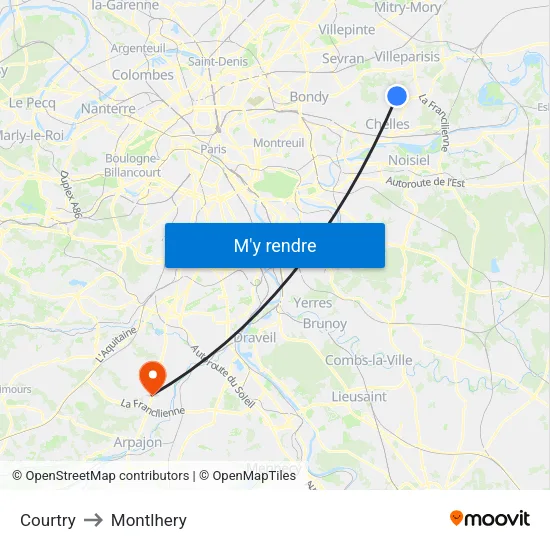 Courtry to Montlhery map