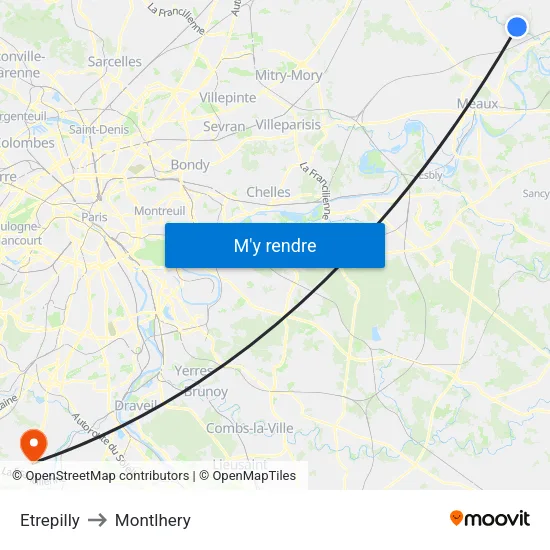 Etrepilly to Montlhery map