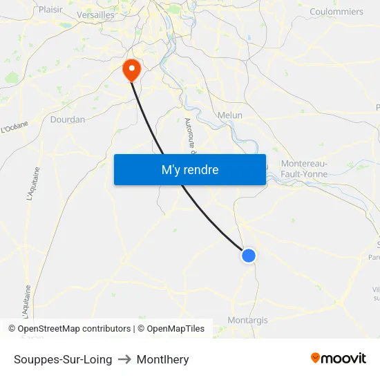 Souppes-Sur-Loing to Montlhery map