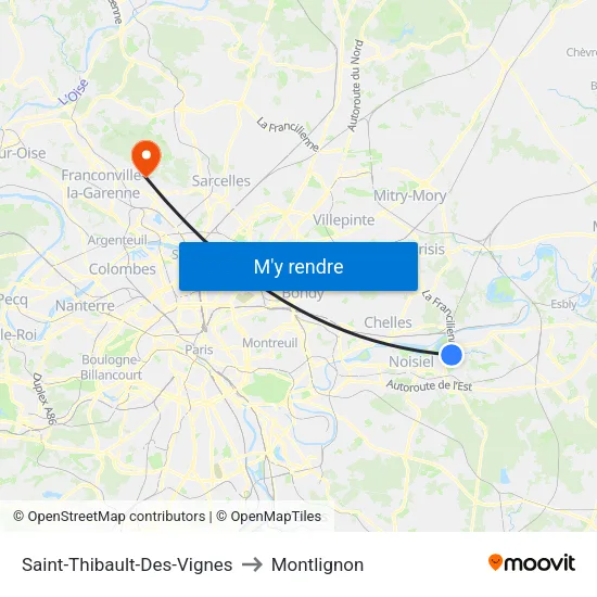 Saint-Thibault-Des-Vignes to Montlignon map