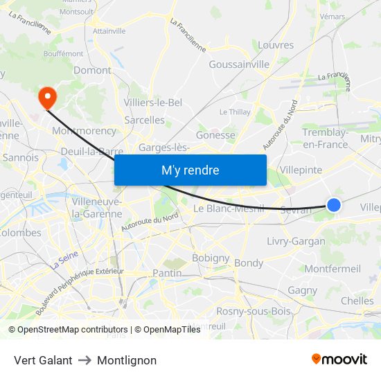 Vert Galant to Montlignon map