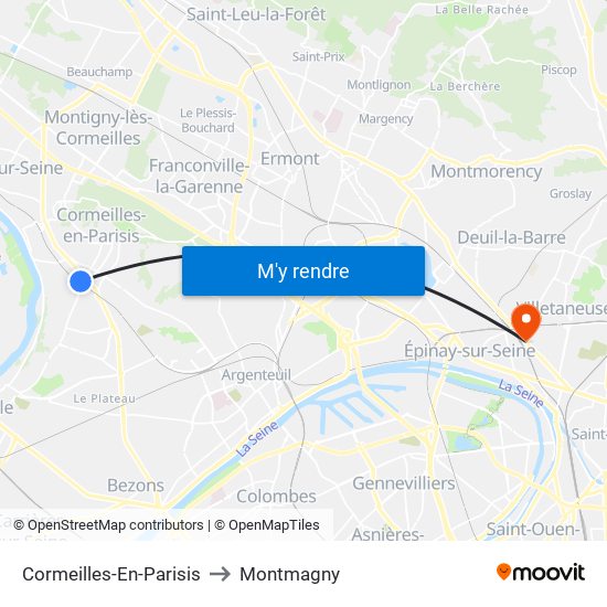 Cormeilles-En-Parisis to Montmagny map