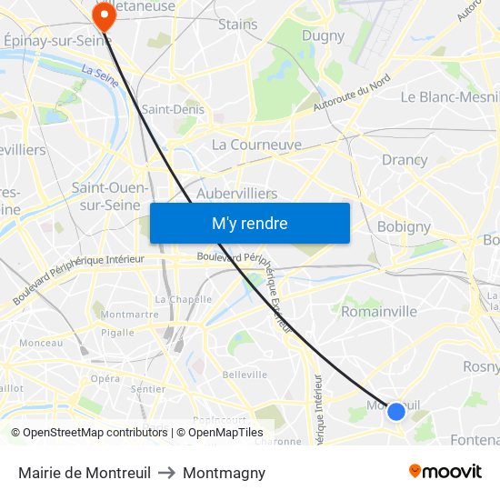 Mairie de Montreuil to Montmagny map