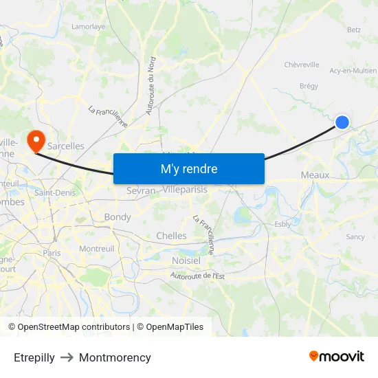 Etrepilly to Montmorency map