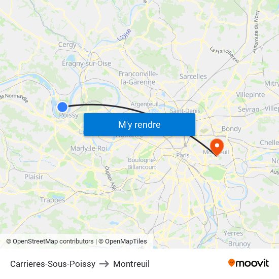 Carrieres-Sous-Poissy to Montreuil map