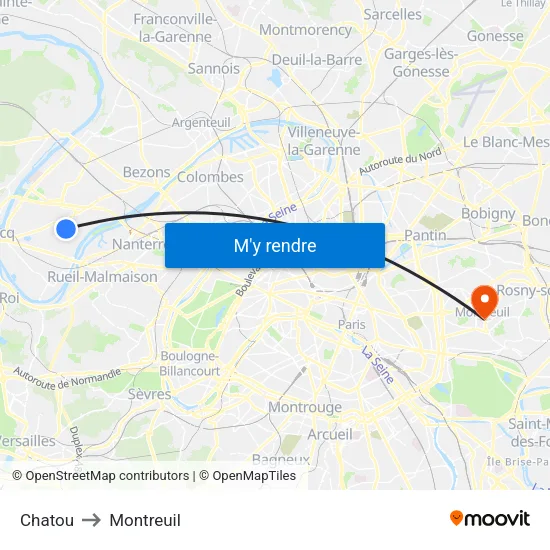 Chatou to Montreuil map
