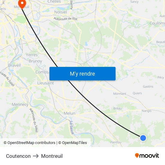 Coutencon to Montreuil map