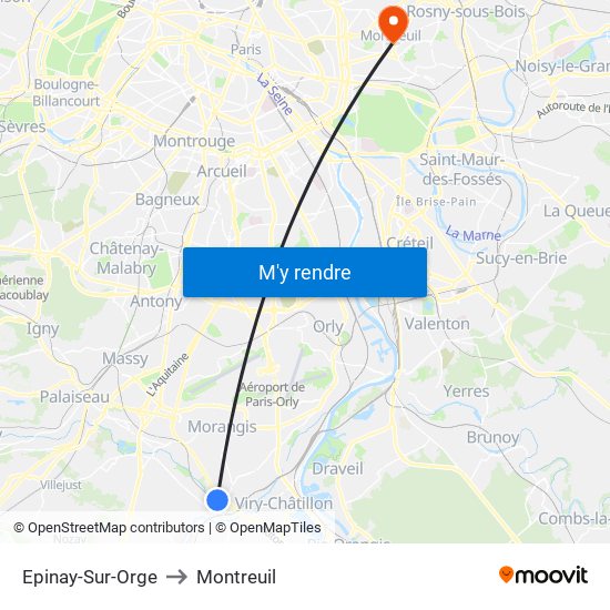 Epinay-Sur-Orge to Montreuil map