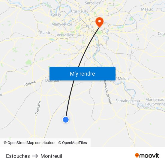 Estouches to Montreuil map