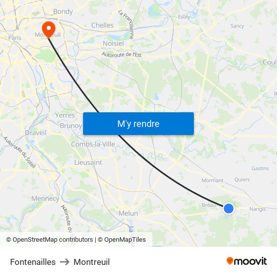 Fontenailles to Montreuil map