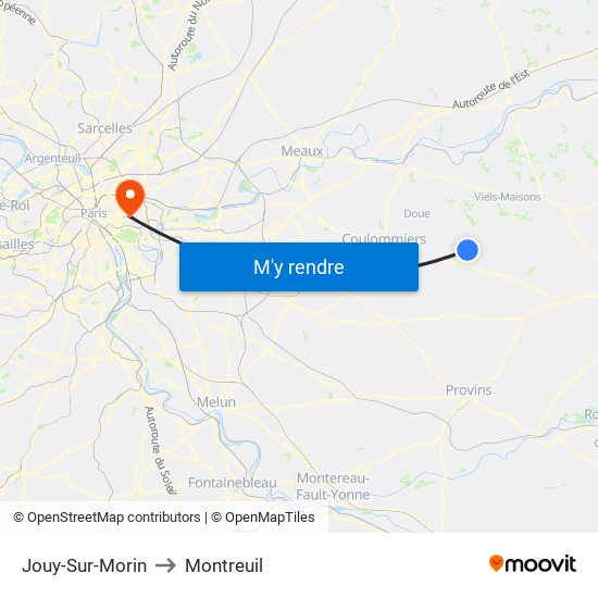 Jouy-Sur-Morin to Montreuil map