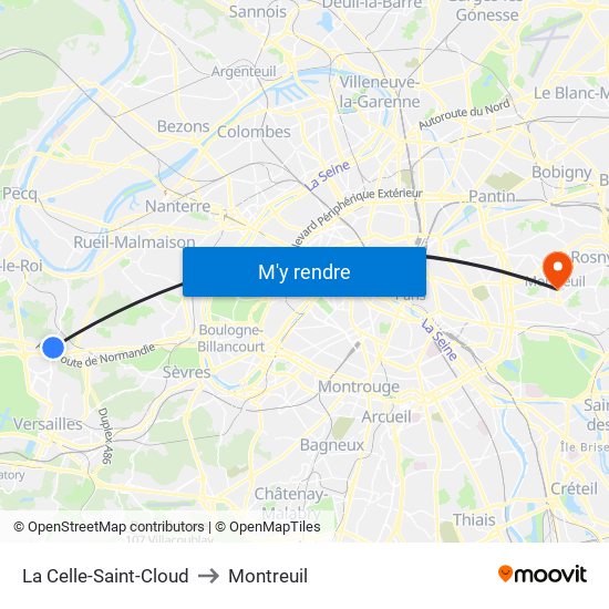 La Celle-Saint-Cloud to Montreuil map