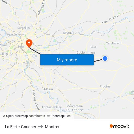 La Ferte-Gaucher to Montreuil map