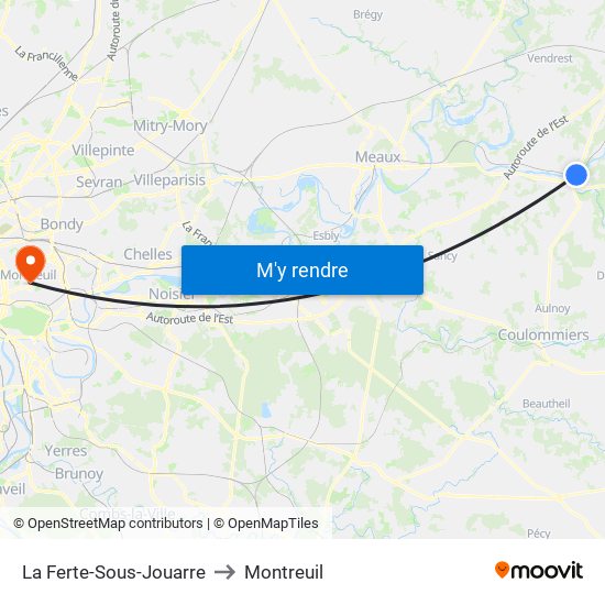 La Ferte-Sous-Jouarre to Montreuil map