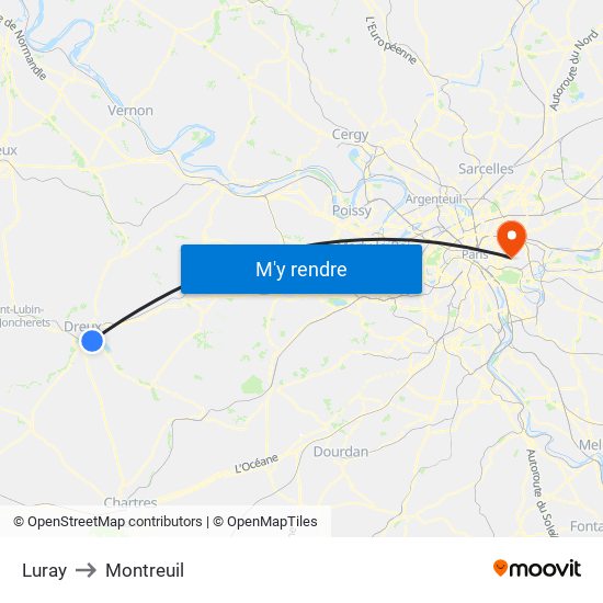 Luray to Montreuil map