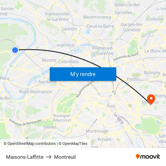 Maisons-Laffitte to Montreuil map