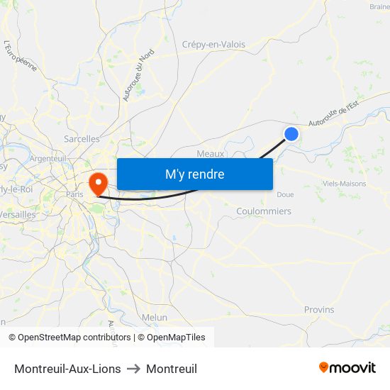 Montreuil-Aux-Lions to Montreuil map