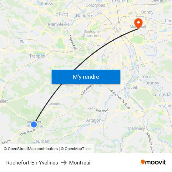 Rochefort-En-Yvelines to Montreuil map
