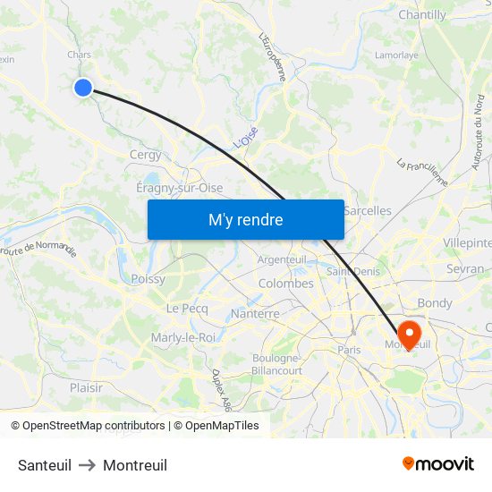 Santeuil to Montreuil map