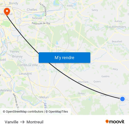 Vanville to Montreuil map