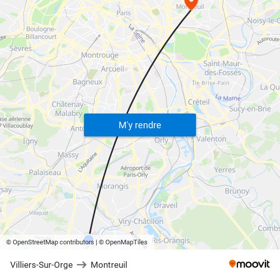 Villiers-Sur-Orge to Montreuil map