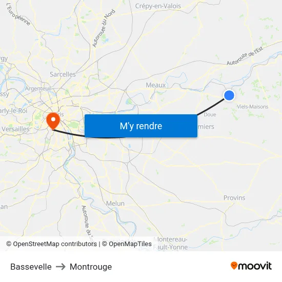 Bassevelle to Montrouge map