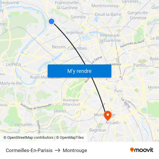 Cormeilles-En-Parisis to Montrouge map