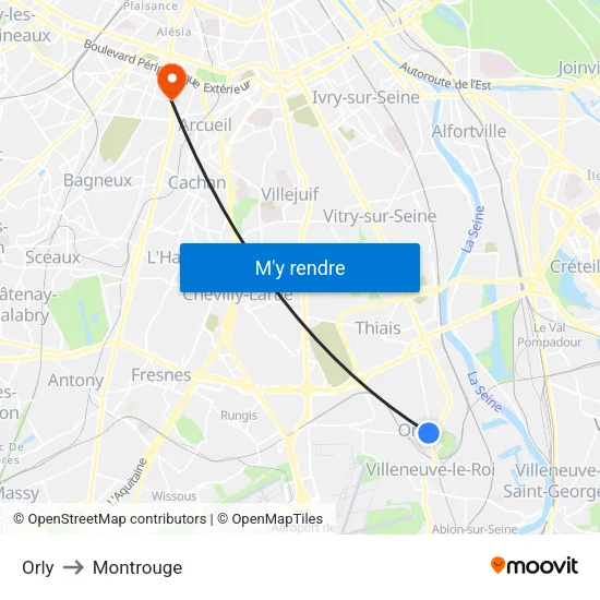 Orly to Montrouge map