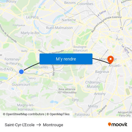 Saint-Cyr-L'Ecole to Montrouge map