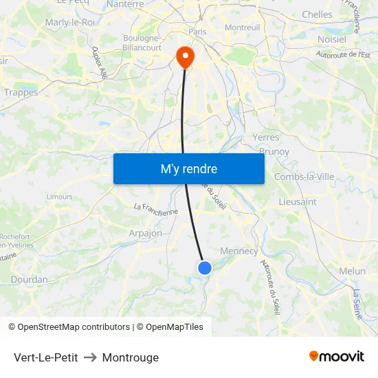 Vert-Le-Petit to Montrouge map