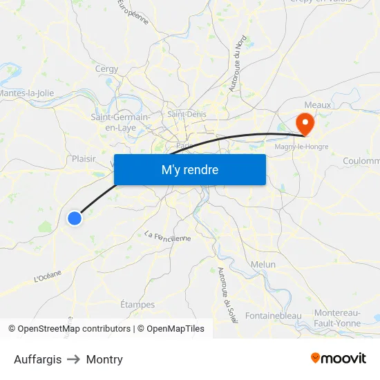 Auffargis to Montry map