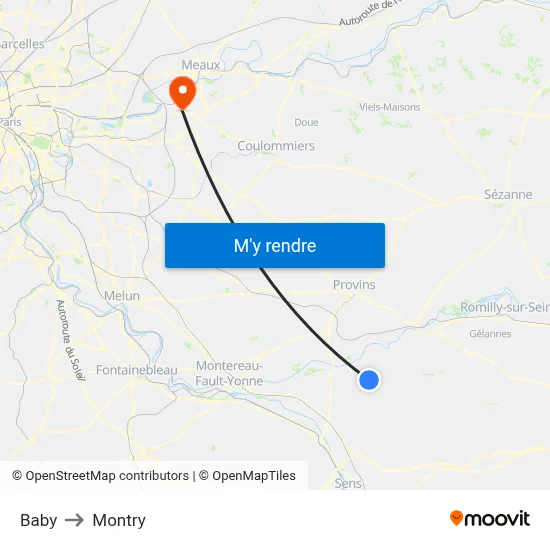 Baby to Montry map