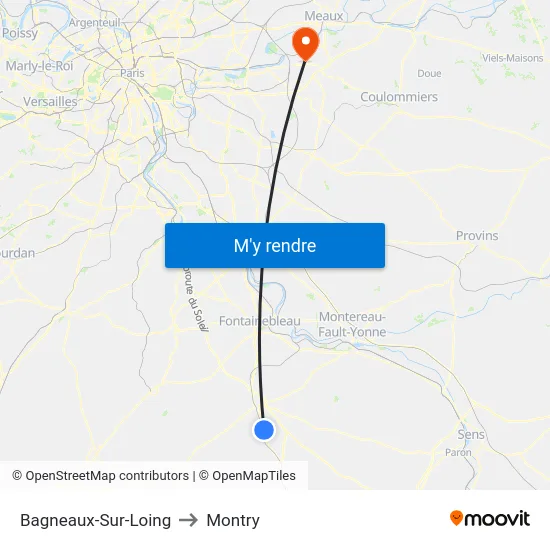 Bagneaux-Sur-Loing to Montry map