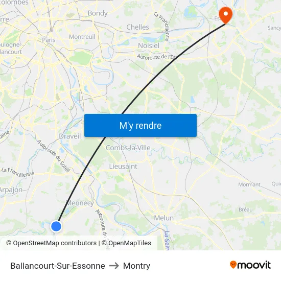 Ballancourt-Sur-Essonne to Montry map