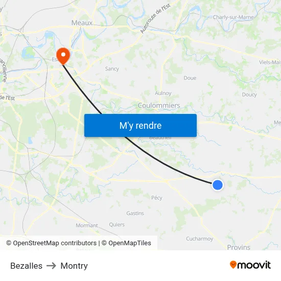 Bezalles to Montry map